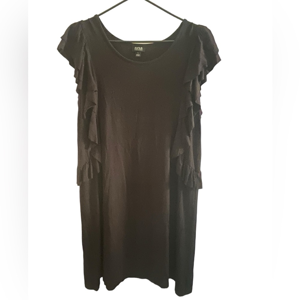 a.n.a. Women's Black Sleeveless Simple Dress With Ruffles Size Large